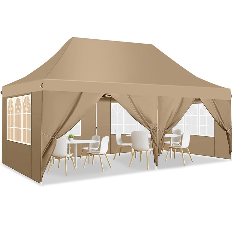 20 Ft. W x 10 Ft. D Steel Portable Party Tent with 6 Sidewalls Storage Bag  Waterproof UV50+